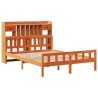 Lit bibliothèque sans matelas cire marron 150x200 cm pin massif 