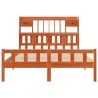 Lit bibliothèque sans matelas cire marron 150x200 cm pin massif 
