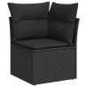 Salon de jardin 6 pcs avec coussins noir résine tressée 