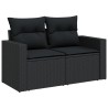 Salon de jardin 6 pcs avec coussins noir résine tressée 