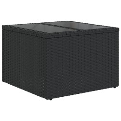 Salon de jardin 7 pcs avec coussins noir résine tressée 