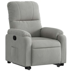 Fauteuil inclinable gris clair tissu microfibre 
