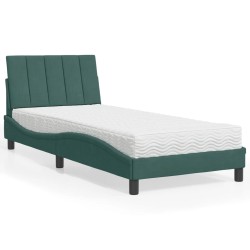 Lit avec matelas vert foncé 80x200 cm velours 