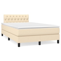 Sommier à lattes de lit avec matelas crème 120x190 cm tissu 