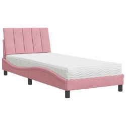 Lit avec matelas rose 80x200 cm velours 