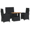 Ensemble à manger de jardin 4 pcs avec coussins noir 