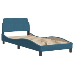 Lit avec matelas bleu 80x200 cm velours 