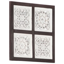 Panneau mural sculpté à la main MDF 40x40x1,5cm Marron et blanc 