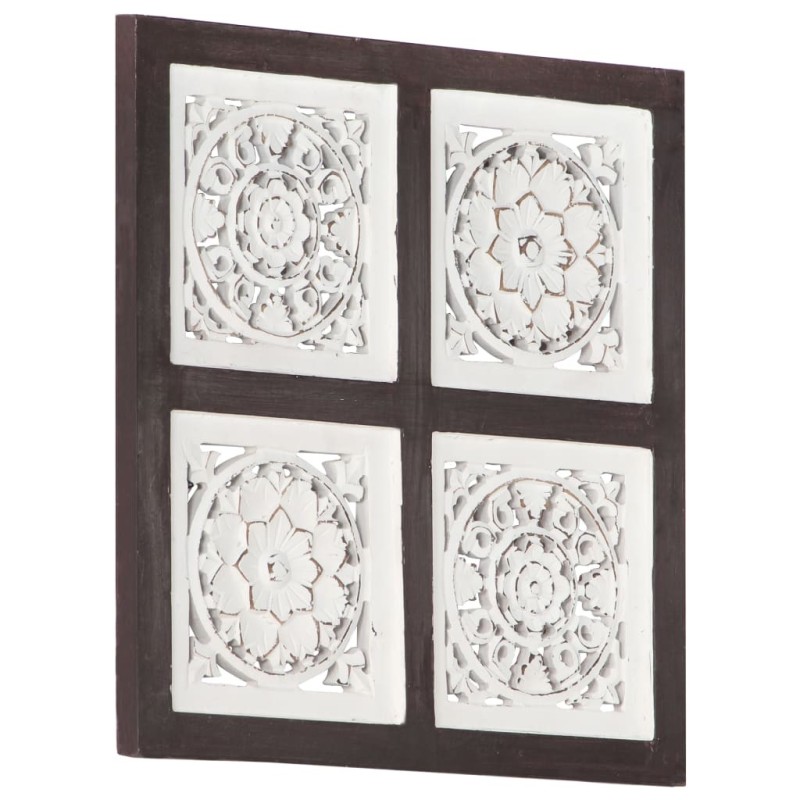 Panneau mural sculpté à la main MDF 40x40x1,5cm Marron et blanc 