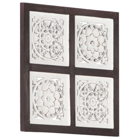 Panneau mural sculpté à la main MDF 40x40x1,5cm Marron et blanc 