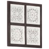 Panneau mural sculpté à la main MDF 40x40x1,5cm Marron et blanc 