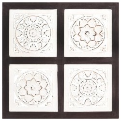 Panneau mural sculpté à la main MDF 40x40x1,5cm Marron et blanc 