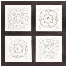 Panneau mural sculpté à la main MDF 40x40x1,5cm Marron et blanc 