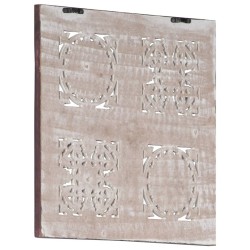 Panneau mural sculpté à la main MDF 40x40x1,5cm Marron et blanc 