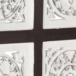 Panneau mural sculpté à la main MDF 40x40x1,5cm Marron et blanc 