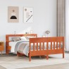 Cadre de lit sans matelas cire marron 135x190cm bois pin massif 