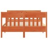 Cadre de lit sans matelas cire marron 135x190cm bois pin massif 