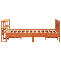 Cadre de lit sans matelas cire marron 135x190cm bois pin massif 