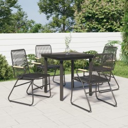 Ensemble à manger de jardin 5 pcs Noir Rotin PVC 