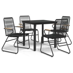 Ensemble à manger de jardin 5 pcs Noir Rotin PVC 