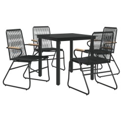 Ensemble à manger de jardin 5 pcs Noir Rotin PVC 