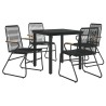 Ensemble à manger de jardin 5 pcs Noir Rotin PVC 