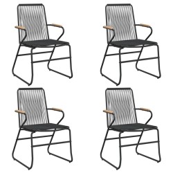 Ensemble à manger de jardin 5 pcs Noir Rotin PVC 