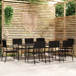 Ensemble à manger de jardin 9 pcs Noir 