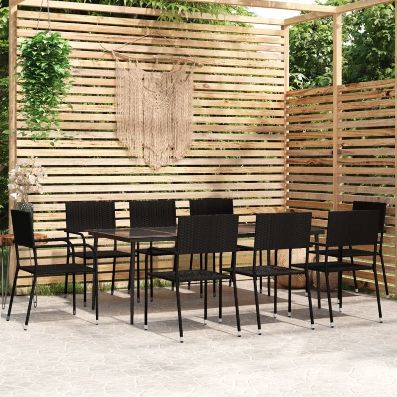 Ensemble à manger de jardin 9 pcs Noir 