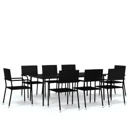 Ensemble à manger de jardin 9 pcs Noir 