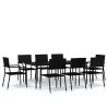 Ensemble à manger de jardin 9 pcs Noir 