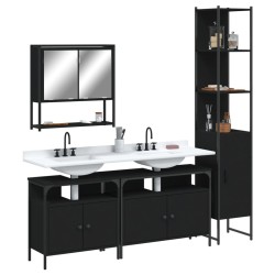 Ensemble de meubles salle de bain 4 pcs noir bois d'ingénierie 