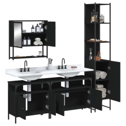 Ensemble de meubles salle de bain 4 pcs noir bois d'ingénierie 