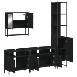 Ensemble de meubles salle de bain 4 pcs noir bois d'ingénierie 