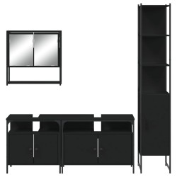 Ensemble de meubles salle de bain 4 pcs noir bois d'ingénierie 