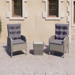Ensemble de bistro de jardin 3 pcs Résine tressée et verre Gris 
