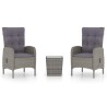 Ensemble de bistro de jardin 3 pcs Résine tressée et verre Gris 