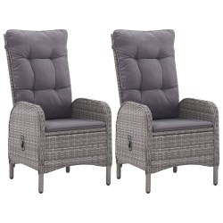 Ensemble de bistro de jardin 3 pcs Résine tressée et verre Gris 