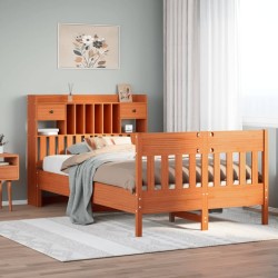 Cadre de lit sans matelas cire marron 120x200cm bois pin massif 