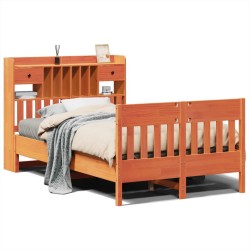 Cadre de lit sans matelas cire marron 120x200cm bois pin massif 