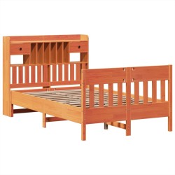 Cadre de lit sans matelas cire marron 120x200cm bois pin massif 