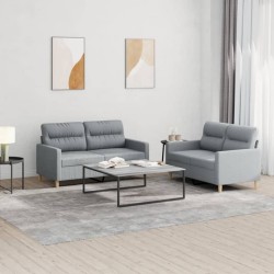 Ensemble de canapés 2 pcs avec coussins Gris clair Tissu 