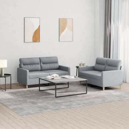 Ensemble de canapés 2 pcs avec coussins Gris clair Tissu 