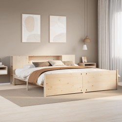 Lit bibliothèque sans matelas 180x200 cm bois massif de pin 