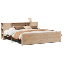 Lit bibliothèque sans matelas 180x200 cm bois massif de pin 