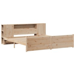 Lit bibliothèque sans matelas 180x200 cm bois massif de pin 