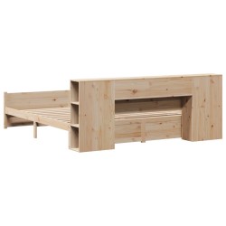 Lit bibliothèque sans matelas 180x200 cm bois massif de pin 