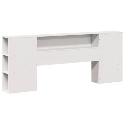 Lit bibliothèque sans matelas blanc 200x200 cm bois massif 