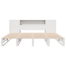 Lit bibliothèque sans matelas blanc 200x200 cm bois massif 