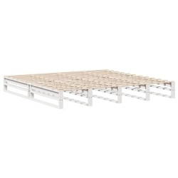Lit bibliothèque sans matelas blanc 200x200 cm bois massif 